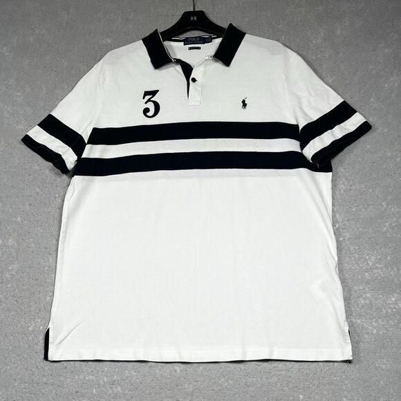 Polo Ralph Lauren Polo Shirt #3 Men’s Size XL Slim Custom Fit White Short Sleeve - Picture 1 of 13